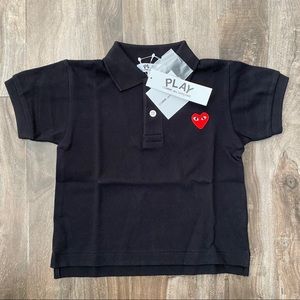 Comme des Garcons Play Kids Black Logo Polo Shirt